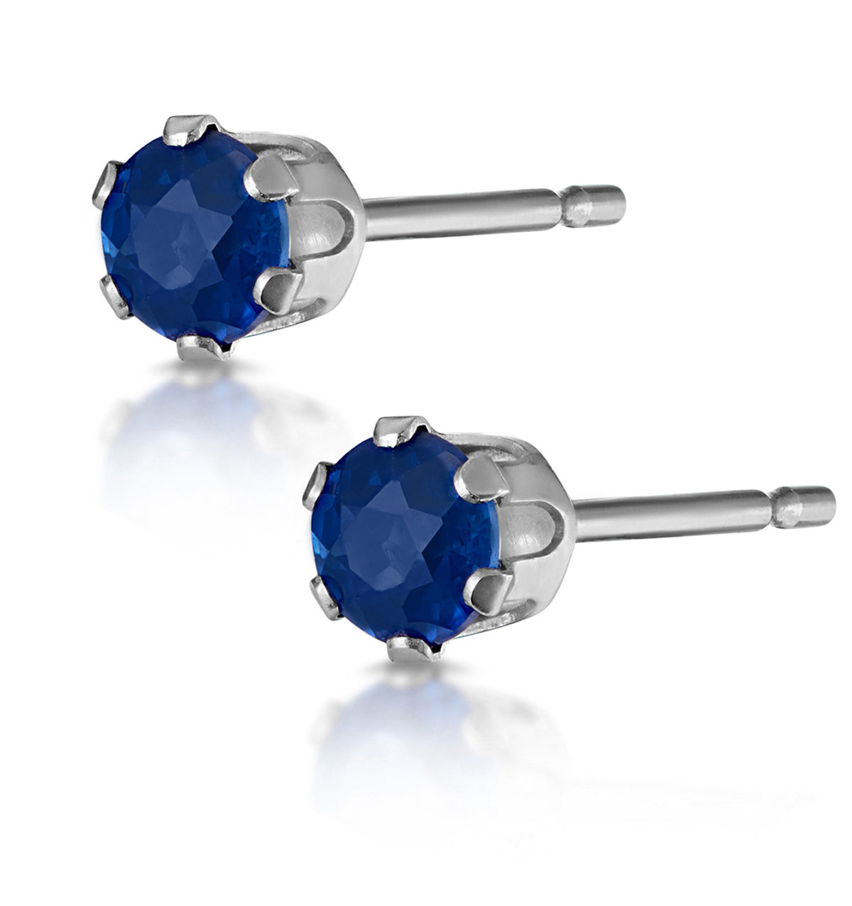 Sapphire 3mm 9K White Gold Stud Earrings